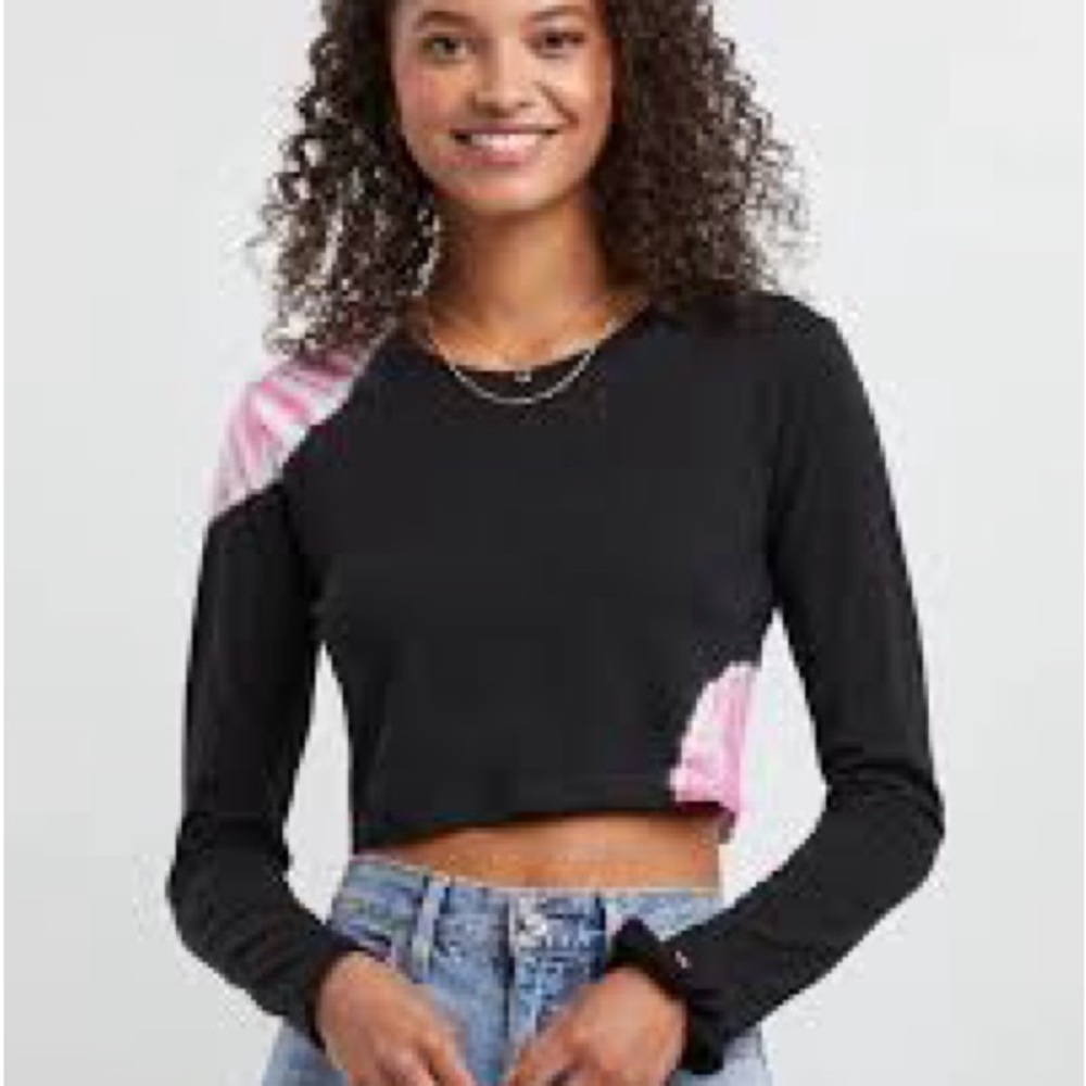 SPLENDID Black and Pink Women's Crop Top